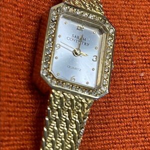 Sold- Sarah Coventry Gold-Tone Watch with Crystal Accents